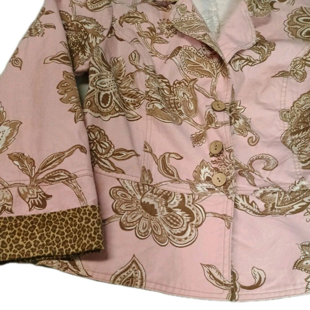Alexis & Avery Pink Floral Paisley Blazer Jacket Small Cotton Made in USA - Picture 13 of 15